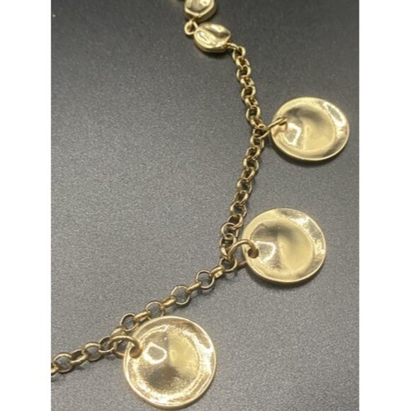 Necklace Polished Discs Yellow Gold Tone Fashion Faceted Crystals 36" 80's Layer - Picture 5 of 6